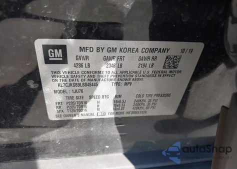 2020 Chevrolet Trax Fwd Ls from USA, damaged, VIN KL7CJKSB9LB048445